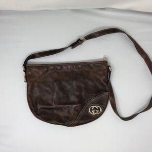 Gucci Brown leather vintage crossbody